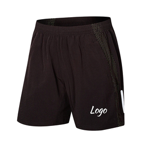 Men's Black <b>Quick</b> <b>Dry</b> Sport <b>Shorts</b> With Side Stripe Elastic Waist Mid Rise 100% Polyester Solid Color Front Logo - Product Image 1