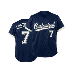 manufactured Custom Blue Baseball Jersey Personalized Team Name Number Button Up <b>Athletic</b> Sports Shirt Uniform Top for men - Product Image 1
