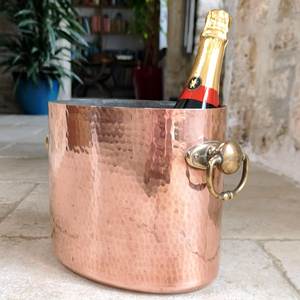 Handmade Pure Copper Hammered <b>Ice</b> Tub Beverage Cooler <b>Bucket</b> for Champagne Wine Bottle Chilling and Luxury <b>Table</b> Decor - Product Image 2