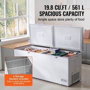 Congelatore orizzontale commerciale grande da 19,8 piedi cubi con doppio coperchio a chiusura e parte superiore separata - Product Image 2