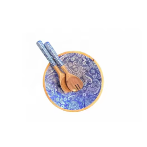 Bol en bois émaillé imprimé, durable, en bois de manguier, plat de service pour l'iftar - Product Image 4