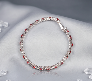 Memoria Jewels Handmade Designer Women's 925 Sterling <b>Silver</b> Claw Setting <b>Bracelet</b> Natural High Quality Garnet Cubic Zircon - Product Image 6