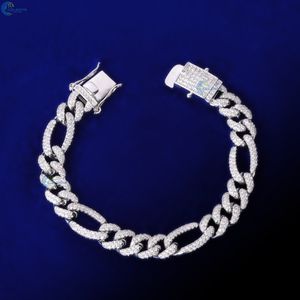 Pulsera de Eslabones Figaro con Diamantes Cultivados en Laboratorio Personalizada, Estilo Hip Hop, Pulsera Cubana Iced Out de 18MM - Product Image 3