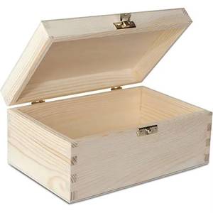 Unfinished <b>Wooden</b> <b>Storage</b> <b>Chest</b> Natural Pine Wood Keepsake Box Rectangular <b>Wooden</b> Container Vintage Metal Latch Lock Packaging - Product Image 3