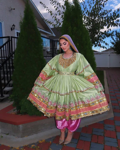 Meilleur prix de gros Robes afghanes modernes brodées à manches longues pour femmes, vêtements régionaux, robe afghane Kuchi longueur genou - Product Image 3
