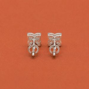 S925 <b>Sterling</b> <b>Silver</b> Moissanite Butterfly <b>Stud</b> <b>Earrings</b> with Round Diamond Detailing and Openwork Design - Product Image 5