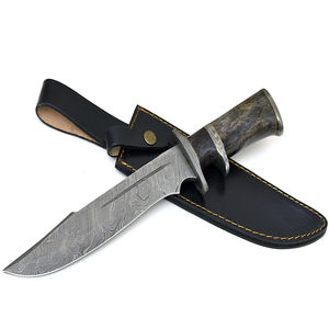 Cuchillo de caza de acero de Damasco de alta calidad, hoja fija de acero de Damasco, cuchillos de caza con agarre cómodo y calidad económica. - Product Image 4