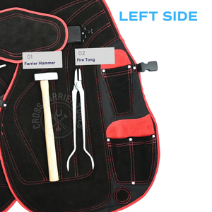 Juego de Herramientas de Herrador Premium Rojo y Negro con Delantal de Trabajo, Tenazas de Fuego de Boca Redonda, Separador de Zapatos Largo, Tenazas de Forja de Acero y Martillo para Clavos - Product Image 4