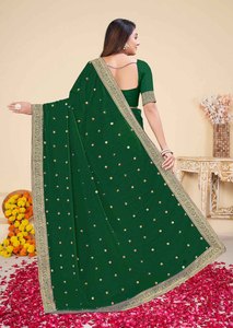 Sari indien en soie Banarasi pour femmes, très populaire, dernières créations de mode ethnique indienne pour mariage/fête, usage quotidien, indien 60428 - Product Image 2