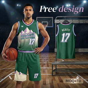 Ensemble d'uniformes de basketball vert Rexfit personnalisés, maillot et short sublimés pour équipe, vêtements de sport respirants, OEM ODM en gros - Product Image 1