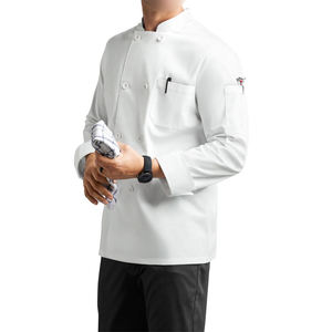 Overol de Trabajo de Alta Visibilidad para Chef, Manga Larga, Color Blanco, para Hombre, Algodón Transpirable, con Bolsillos y Portaplumas - Product Image 1