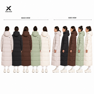 Veste d'hiver matelassée longue pour femme X Sports City, couleur unie, rembourrage en polyester, fermeture éclair, style minimaliste, OEM - Product Image 2
