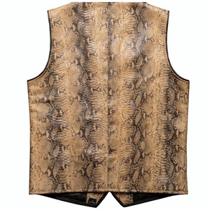 <b>Men</b> Snake Skin Pattern <b>Vest</b> Waistcoat Button Front Sleeveless Outerwear with Matching Cap for Party Stage Wear - Product Image 2