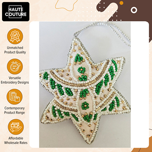 Eye Catching Design Handcrafted Bullion Made <b>Star</b> Shape Padded Beaded Home Decorative Festive <b>Hanging</b> Ornaments at Low Price - Product Image 3