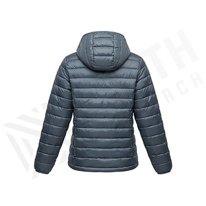 Hooded Quilted Waterproof <b>Bubble</b> Jacket Black Full Sleeve Winter Windproof Cotton Shell Knitted Fabric Polyester Filling Stand - Product Image 2