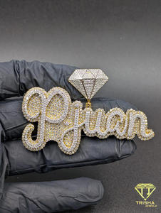 Collar de Hip Hop con Nombre Personalizado de Moissanita y Diamantes, Cadena Bling con Letras Escritas, Regalo de Lujo - Product Image 1
