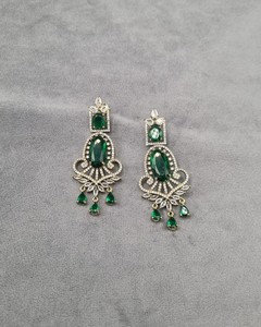 Pendientes de moda con gema de corte ovalado, diamantes americanos, brillantes, con diseño de lágrima y borlas, para bodas. - Product Image 4