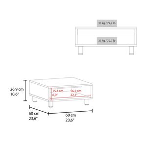 Mesa de centro alta negra de 10.6 pulgadas con 4 patas y 1 estante - Product Image 6