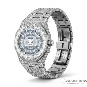 Montre de luxe pour femme en alliage avec diamants de laboratoire, analogique à quartz, en acier inoxydable plaqué or rose, bracelet 42 mm avec fermoir déployant - Product Image 1