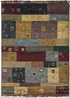 Tapis géométrique en laine/soie de haute qualité, antidérapant et lavable, à poils extra épais