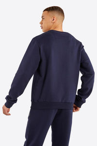 Nueva llegada, sudadera de alta calidad, transpirable, básica, color azul marino oscuro, cuello redondo, para hombre, sudadera personalizada de mezcla de algodón a precio de fábrica. - Product Image 4