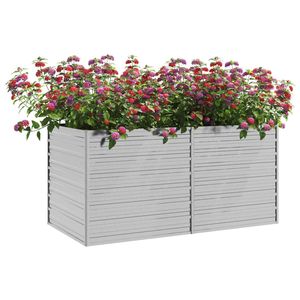 Bac à fleurs et jardinière surélevée en acier galvanisé argenté 63 x 31,5 x 30,3 pouces - Product Image 3