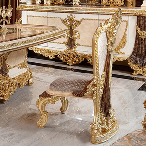 High End European Classic Turkey Royal Style Dining <b>Table</b> Set Solid Mahogany Luxury Golden Hand-Carved <b>Buffet</b> and Cabinet - Product Image 6