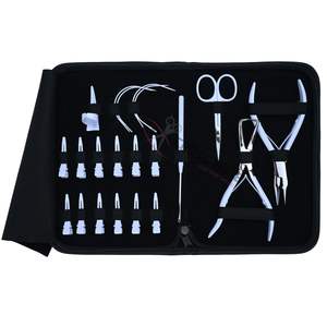 Kit de Accesorios Premium para Extensiones de Cabello Blanco con Alicates de Micro-Enlace para Crimpado y Remoción, Agujas Curvas, Tijeras y Herramienta de Gancho - Product Image 1
