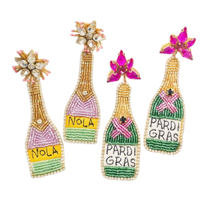 Pendientes de cuentas de semillas para fiesta de Nueva Orleans, con diseño de botella de Nola, para despedida de soltera y Mardi Gras, para mujer - Product Image 1