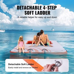 Piattaforma galleggiante gonfiabile 15x 6.5ft 4 * 6FT trampolino maglia piscina antiscivolo tappetino d'acqua portatile borsa staccabile scala per - Product Image 5