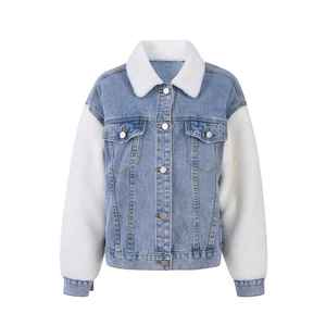 In Bulk Women's Winter Clothes Warm Fleece Women Winter <b>Coat</b> Blue Jeans <b>Denim</b> Jacket for Ladies With Fur - Product Image 1