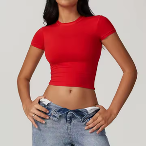 Camiseta Corta de Moda para Mujer, Algodón, Ropa Casual, Suministro de Fábrica al por Mayor - Product Image 5