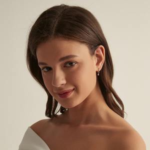 Boucles d'oreilles créoles en or rose 14 carats avec diamant de laboratoire en forme de poire et breloque diamant flottant pour femme, cadeau pour fête ou fête des Mères - Product Image 2