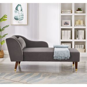 Moderna Chaise Longue Grigia con Rivestimento in Velluto - Product Image 3