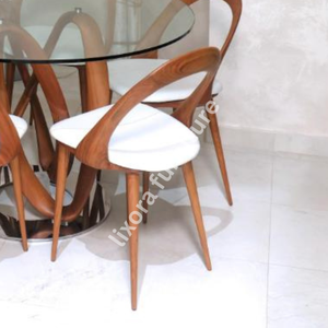 Luxury Handcrafted Solid Wood 6 Seater <b>Dining</b> <b>Table</b> Set Premium Walnut Finish <b>Round</b> <b>Table</b> Set - Product Image 4