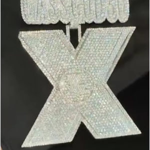 Colgantes de Cadena con Letra Única Personalizada de Plata 925 y Moissanita, Estilo Hip Hop, Chapados en Oro para Hombres y Mujeres - Product Image 1