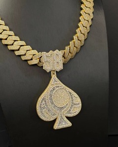 Collar con Colgante de Espada de Moissanita Chapado en Oro de 18k Estilo Hip Hop con Microincrustaciones de Corte Brillante Redondo, Joyería para Hombre Estilo Rapper - Product Image 4