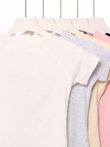 Womens Cropped Short Length Tshirt 180gsm O-neck Slim Fit Custom logo Screen Print Streetwear Knitted Women <b>Top</b> - Product Image 4