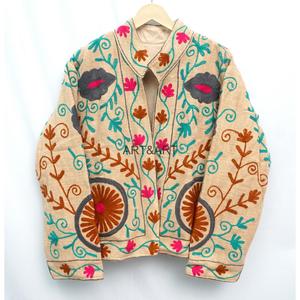 Abrigo de Invierno Étnico Estilo TNT para Mujer, Chaqueta Regular con Bordado Floral Suzani, Relleno de Algodón, Transpirable, Resistente al Viento, Acolchado - Product Image 1