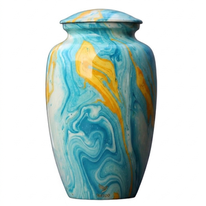 Aluminum Cremation Urn for Human Ashes - Indian Handcrafted Urn - Adult Size Memorial Urn for Cemetery Burial & Home Display - Product Image 4