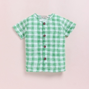 Organic <b>Muslin</b> Jabla Set for <b>Babies</b> Premium Quality Sage Checks Print Clothing Sets - Product Image 2