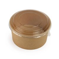 Bol à salade minimaliste en papier kraft biodégradable imprimé sur mesure de 32 oz avec couvercle en PET, récipient alimentaire jetable pour restaurant