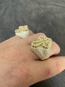 แหวนกางเขนโกธิคประดับมอสซาไนต์สำหรับผู้ชาย ชุบทอง 14k เงินแท้ 925 สไตล์ฮิปฮอป ประดับเพชรหรูหรา เรียบง่าย น้ำหนัก 6.5 กะรัต VVS GRA - Product Image 5