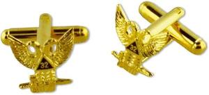 Regalia maçonniques - Boutons de manchette franc-maçon. Tons argentés avec émail noir, symbole maçonnique de carré et de compas découpé - Product Image 5