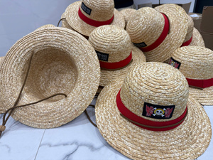 Vietnam 50 Cm Diameter Colorful Bunter Puebla Sombrero Cowboy Fedora Style Natural Grass <b>Straw</b> <b>Hat</b> Casual Unisex for Sports - Product Image 1