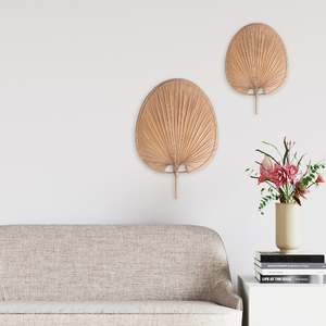 Contemporary Style Wall Mounted Big Palm Leaf Hand Fan Wholesale Price <b>Bamboo</b> <b>Straw</b> Grass Fans Living Room Decor - Product Image 6