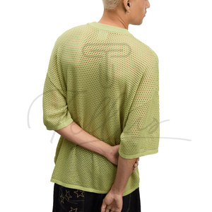 T-shirt en maille ample et stylée pour hommes, coupe carrée, avec logo personnalisé, vente en gros - Product Image 3