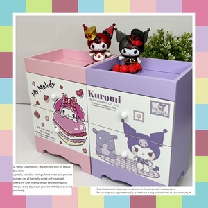 Cartoon Desktop <b>Drawer</b> Organizer 2 <b>Drawer</b> Storage Cabinet MDF Desktop Vanity Cabinet for Bedside Counter - Product Image 4