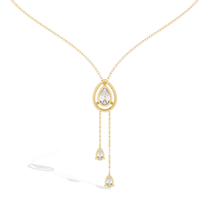 Collier élégant en or pur 14 carats avec diamant de laboratoire 1,45 carat en forme de poire, halo et chaîne pendante – Cadeau de mariage raffiné - Product Image 5