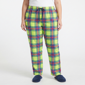 Pantalon de pyjama en flanelle pour femme, motif écossais, taille à cordon, 100 % coton, pantalon de nuit en flanelle - Product Image 1